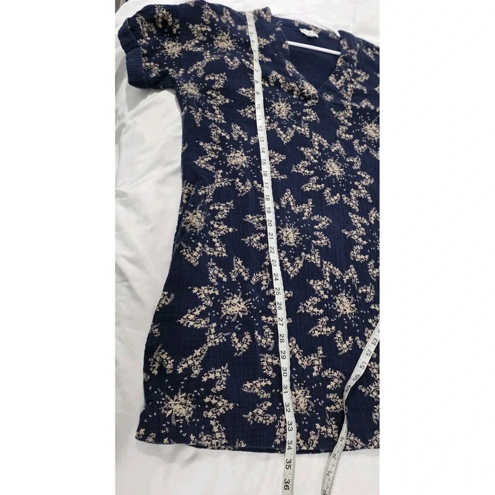 Wonderly Womens Floral Gauze‎ Shirt Dress Size Large Blue Cottage Coastal Euro